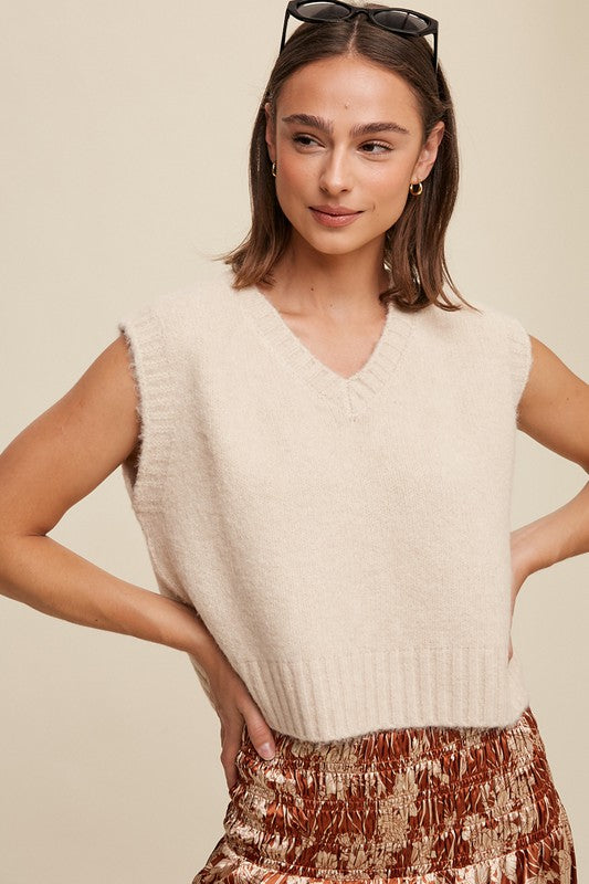 Crystal Cropped Knit Vest